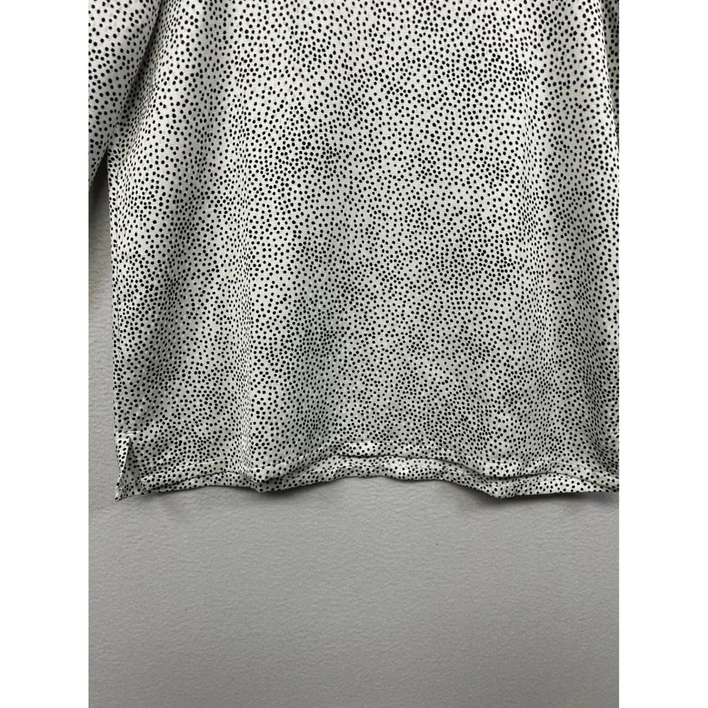 LOFT Polka Dot Office Career Womens Small Petite White Black Puff Sleeve Blouse